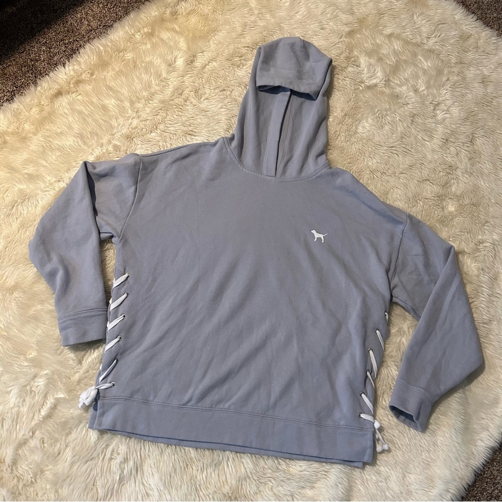 EUC PINK Victoria’s Secret Side Tie Hoodie Sweatshirt Size Medium